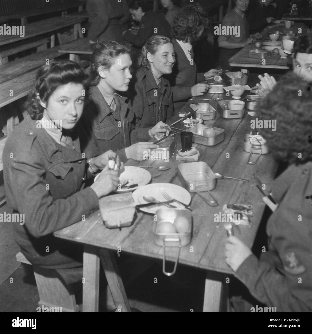 Trainingslager für das Frauen-Hilfskorps in Bouvigne Armee, Ausbildung, Soldaten, Frauen, Bouvigne Datum: August 1945 Ort: Breda Schlagwörter: Armee, Militär, Ausbildung, Frauen persönlicher Name: Bouvigne Stockfoto