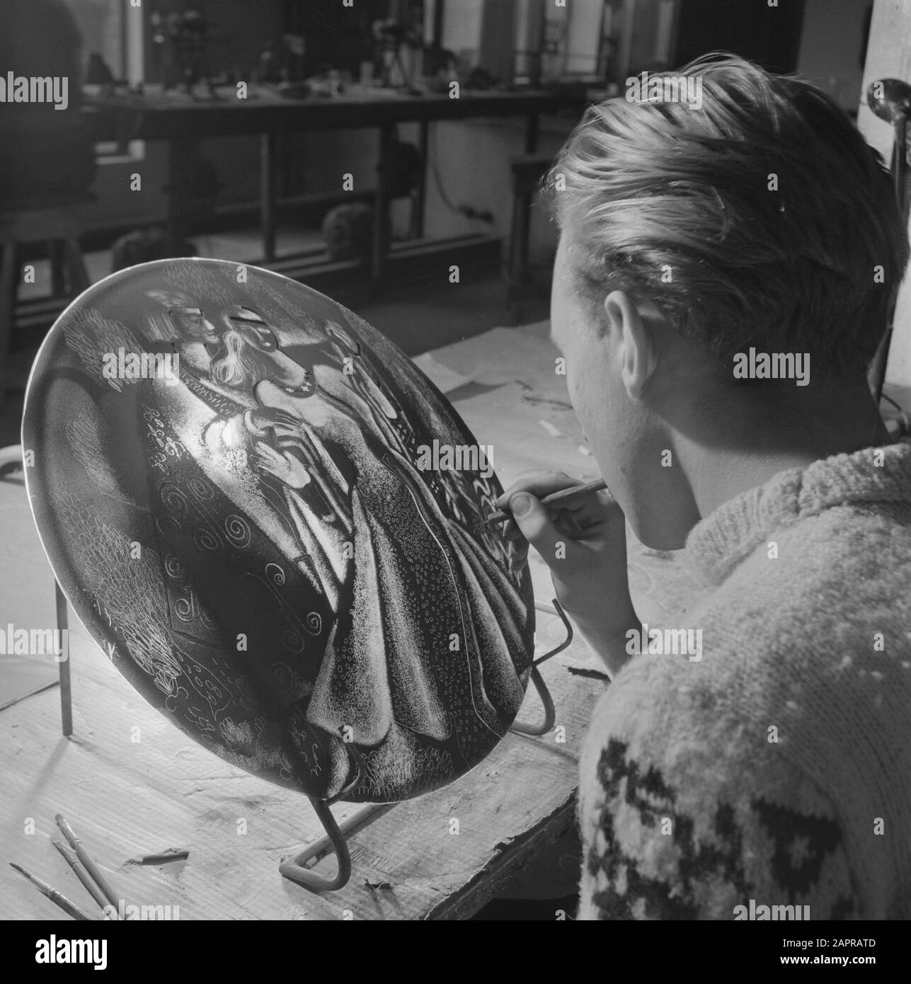 Glasblazen Leerdam Datum: 3. Januar 1947 Ort: Leerdam Stichwörter: GLASBLAW Stockfoto