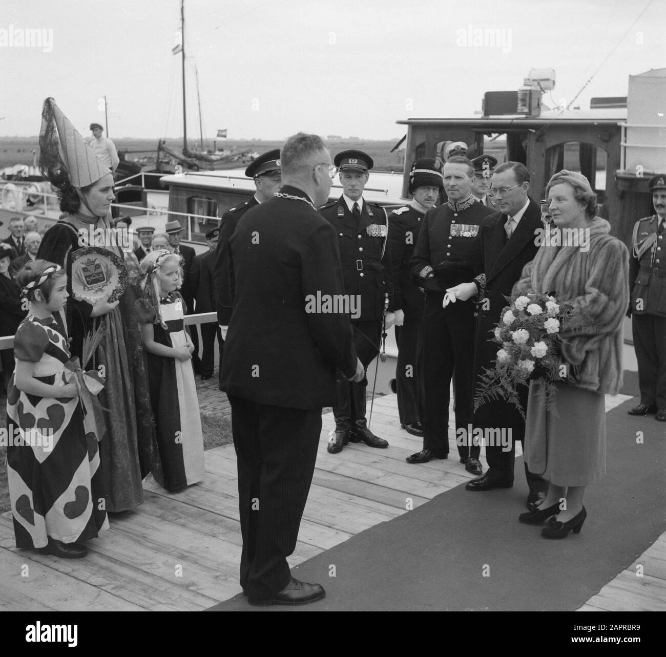 Königsbesuch Friesland Datum: 25. September 1950 Ort: Friesland-Schlüsselwörter: Königlicher Besuch Stockfoto