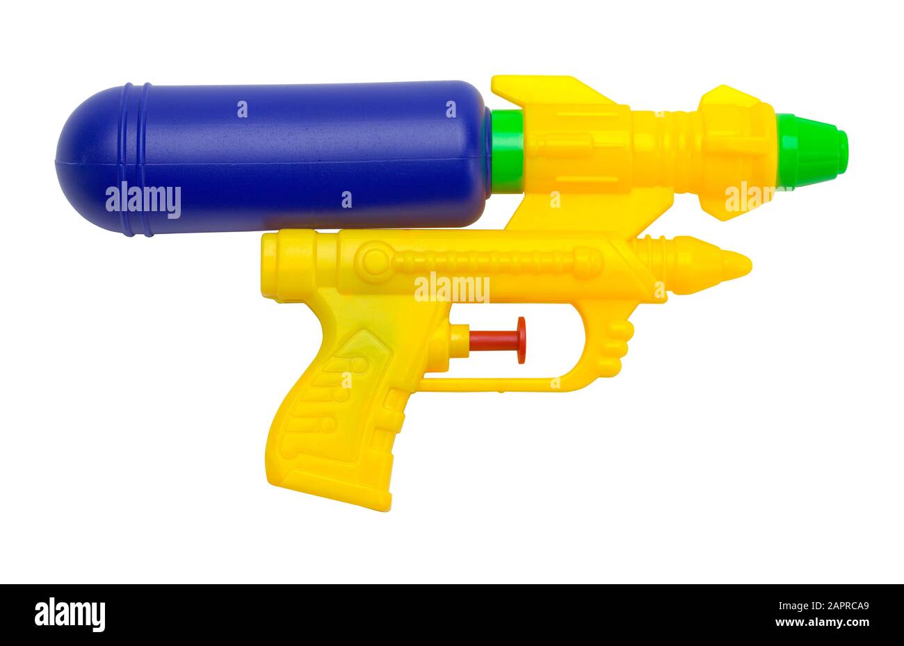 Spielzeugpistole Isoliert auf weißem Hintergrund. Stockfoto