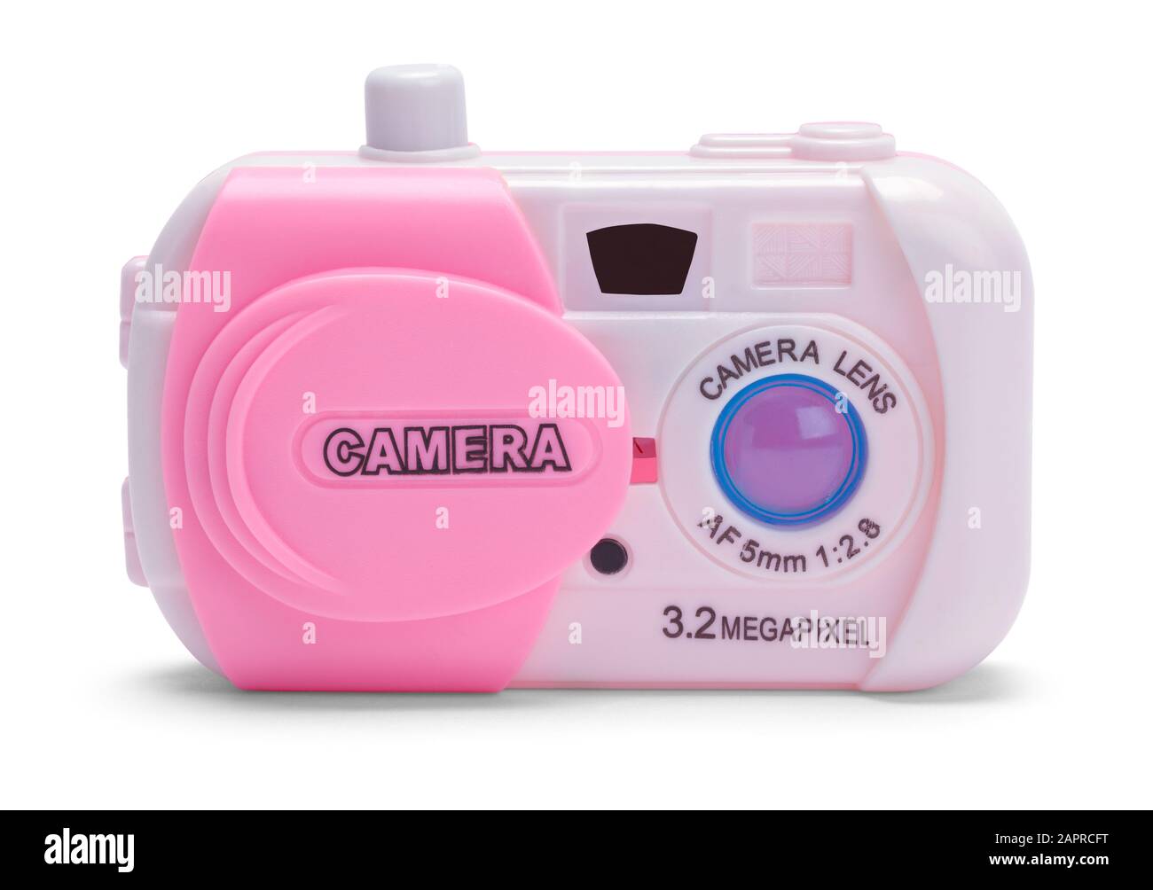 Plastic Toy Camera Isoliert auf weißem Hintergrund. Stockfoto