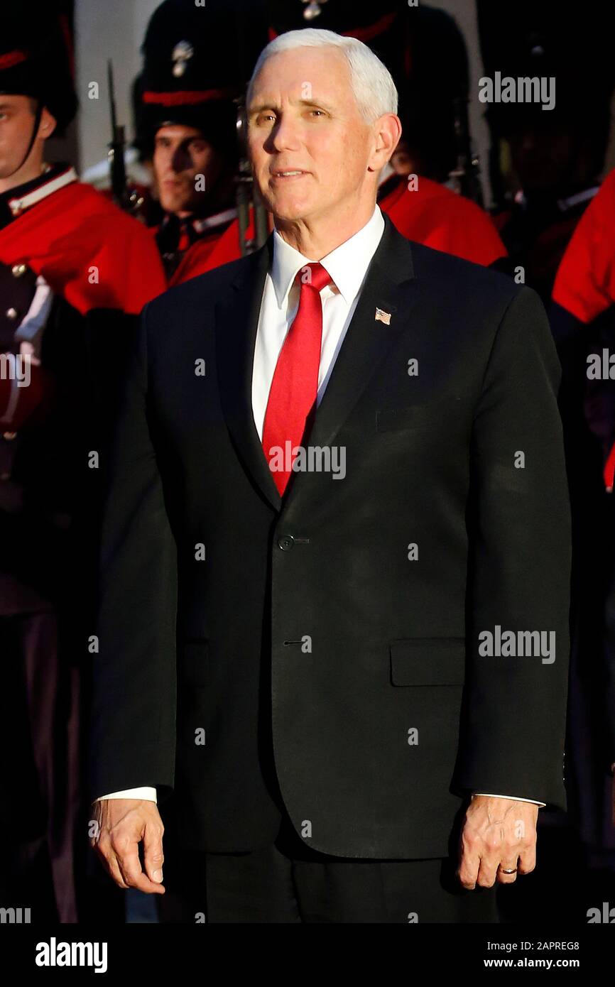 Rom, Italien. Januar 2020. Michael Pence. ROM Januar 24. 2020. Palazzo Chigi. Der italienische Premier trifft den Vizepräsidenten der Vereinigten Staaten. Foto Samantha Zucchi Insidefoto Credit: Insidefoto srl/Alamy Live News Stockfoto