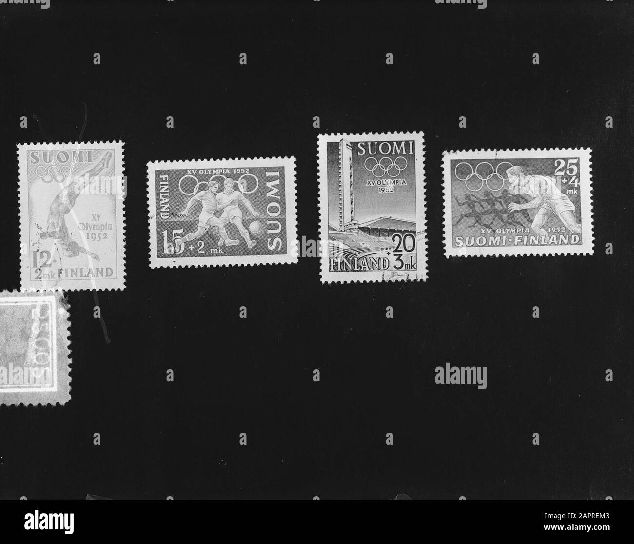 Neue finnische Olympiade Briefmarken Datum: 3. Juli 1952 Stichwörter: Briefmarken Stockfoto