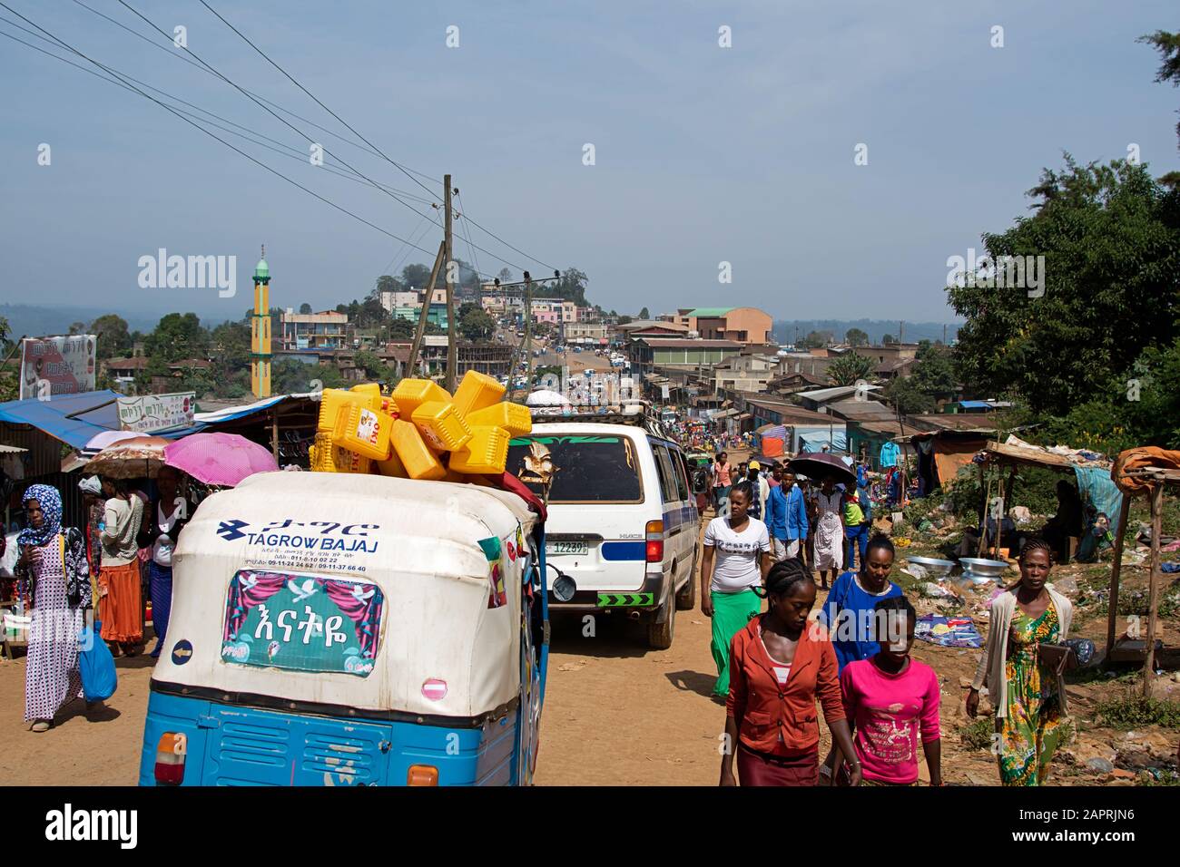 Straßenleben von Bonga, in der Region Kaffa, Äthiopien Stockfoto