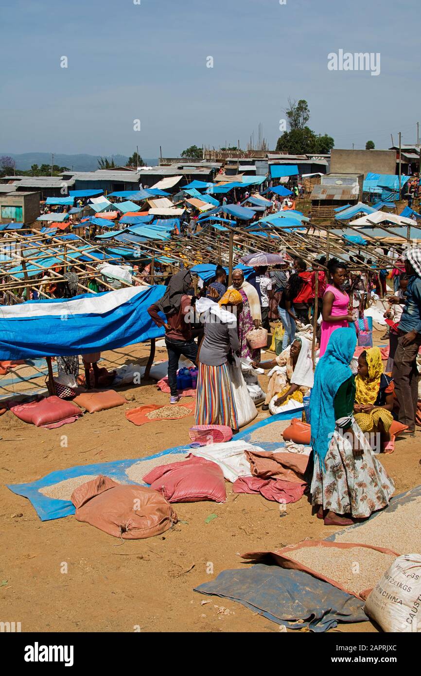 Lokaler Markt von Bonga, in der Region Kaffa, Äthiopien Stockfoto