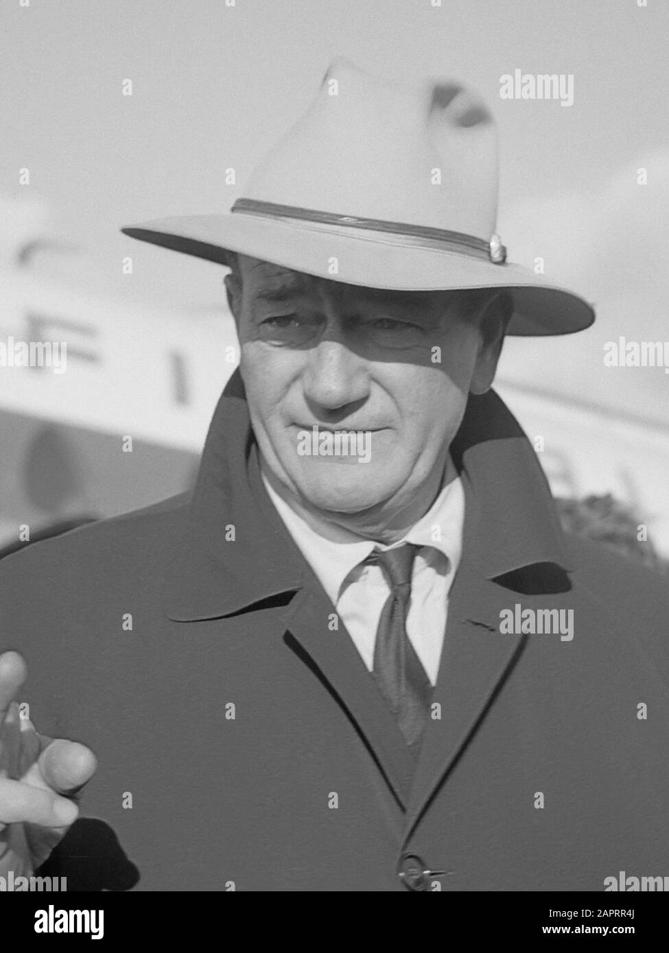 Aankomst John Wayne op Schiphol 18. november 1960 Stockfoto