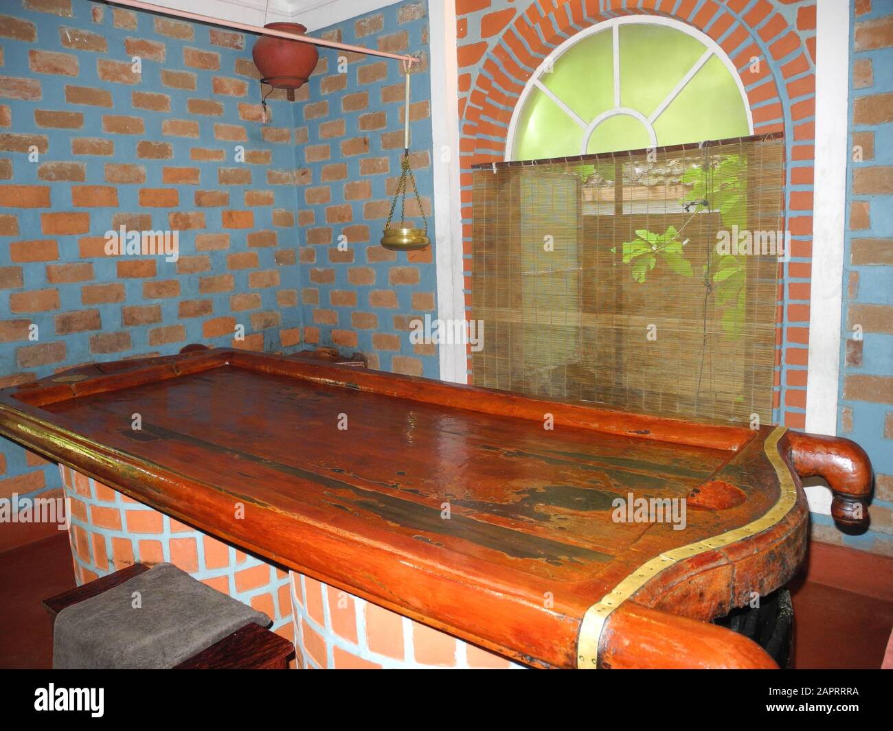 Ayurveda-Massagettisch, Indien, Kerala, Kochi Stockfoto