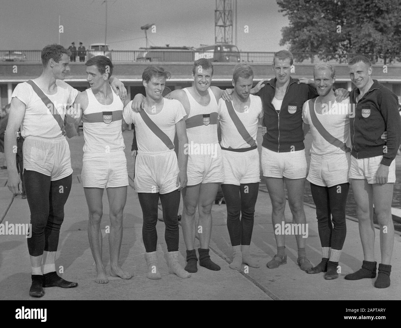 Ruder-Europameisterschaften Bosbaan, Dänisch und Deutsch mit Pose. ID; Stockfoto