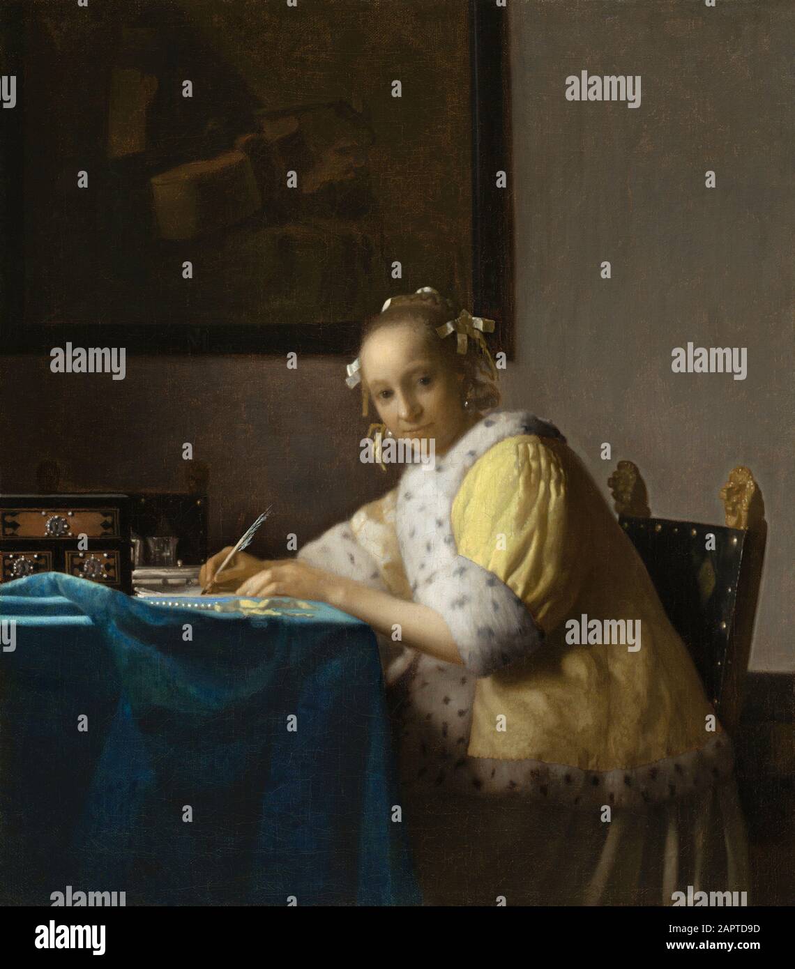 Johannes Vermeer (Niederländisch, 1632 - 1675), eine Dame schreiben, C. 1665, Öl auf Leinwand, Geschenk von Harry Waldron Havemeyer und Horace Havemeyer, Jr., in Erinnerung an ihren Vater, Horace Havemeyer 1962.10.1 Stockfoto