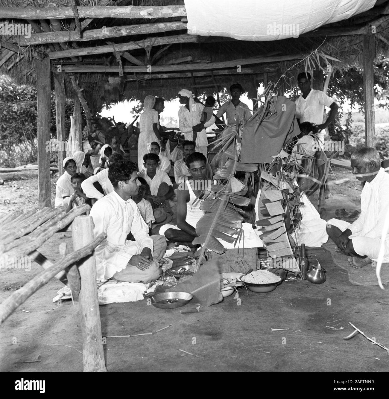 Reise nach Suriname und die Hindu-Opferzeremonie der niederländischen Antillen in neuer Nickerie Datum: 1947 Ort: Neue Nickerie, Suriname Schlüsselwörter: Gläubige, Religion Stockfoto