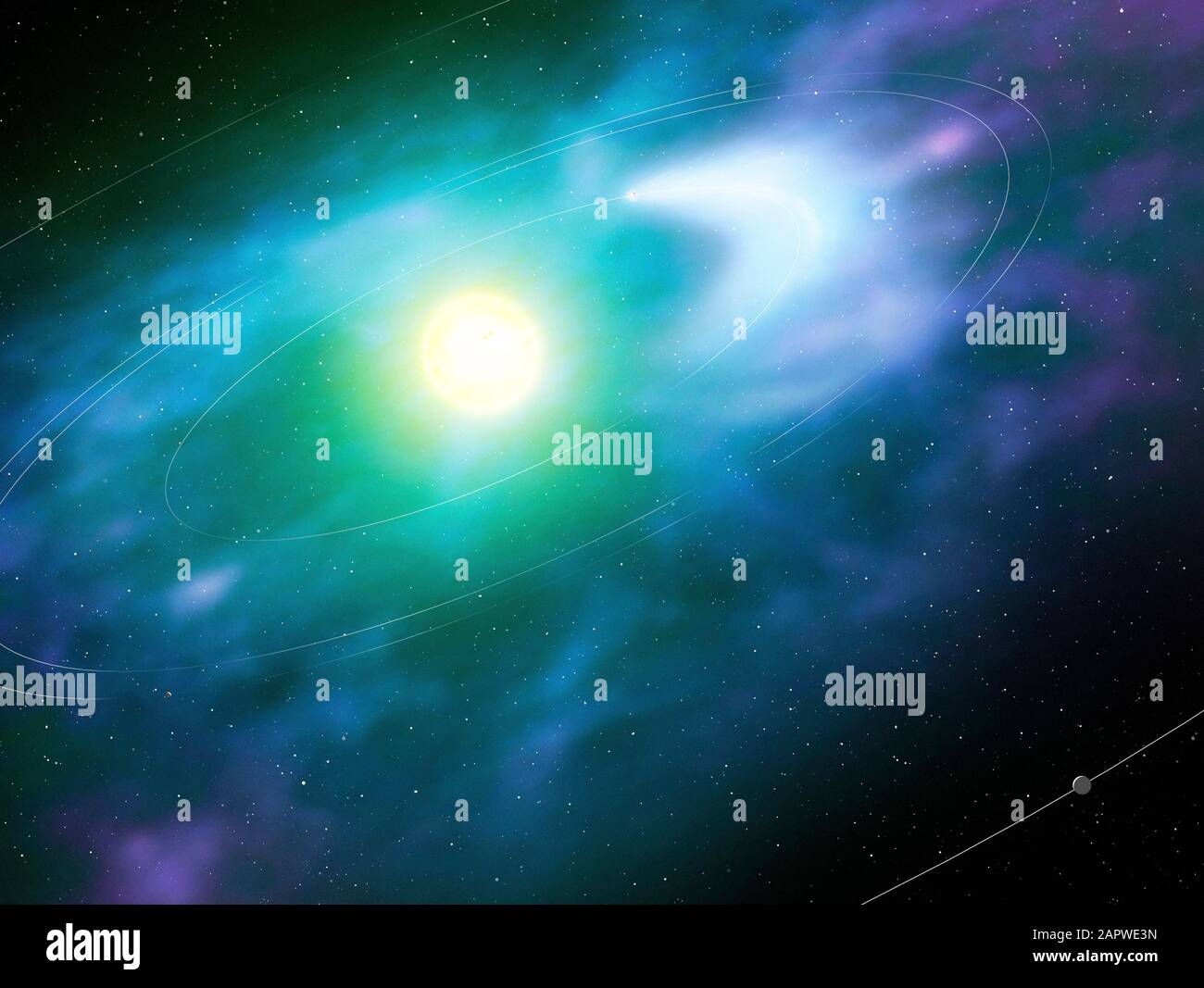 Artwork des Exoplanet-Systems DMPP-1 Stockfoto