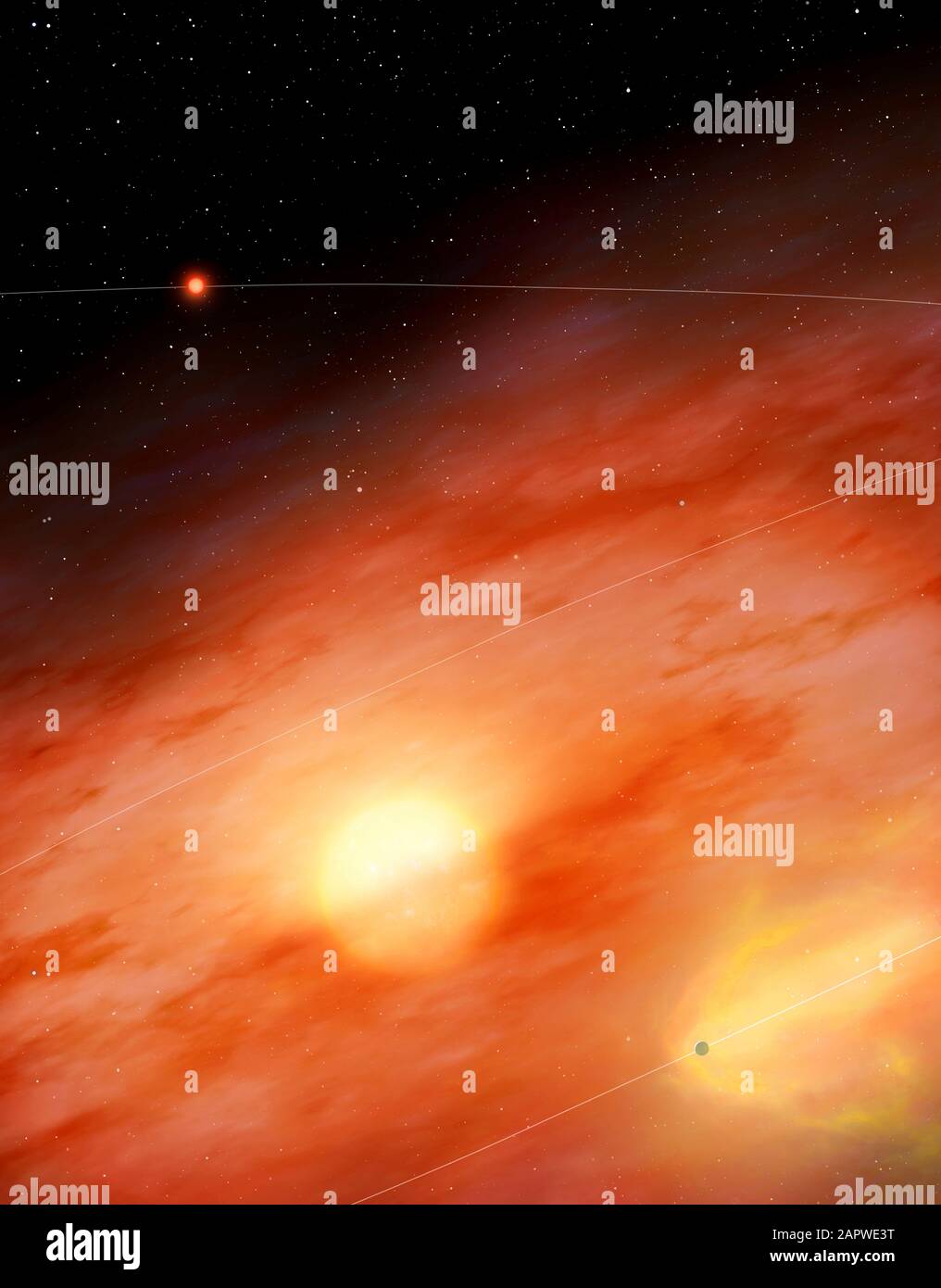 Artwork des Exoplanet-Systems DMPP-3 Stockfoto