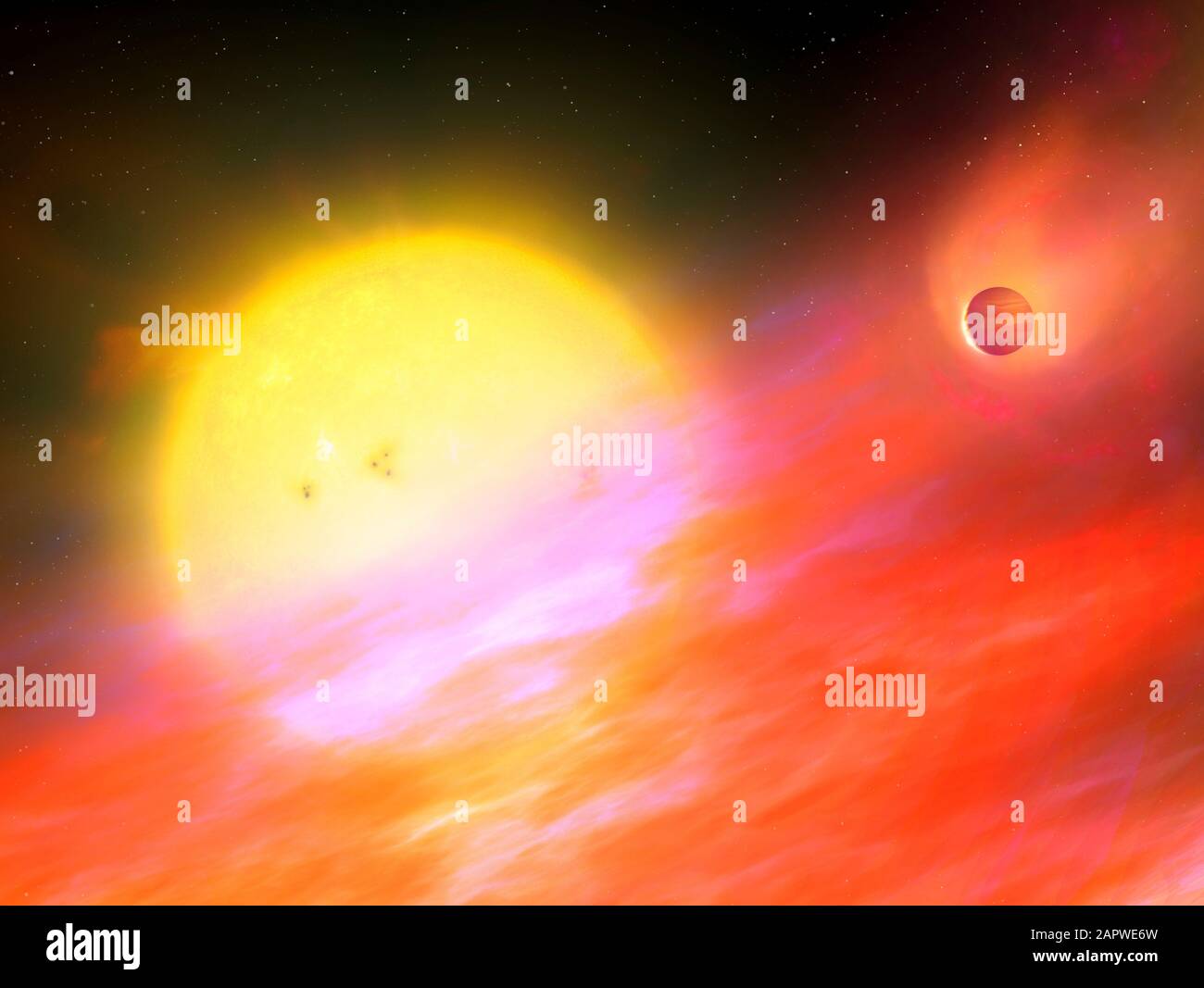 Artwork des Exoplanet-Systems DMPP-2 Stockfoto