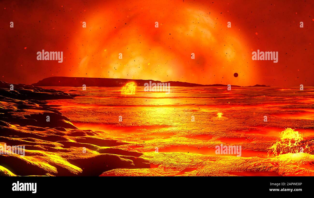 Kunstwerk von Red Giant Sun Stockfoto