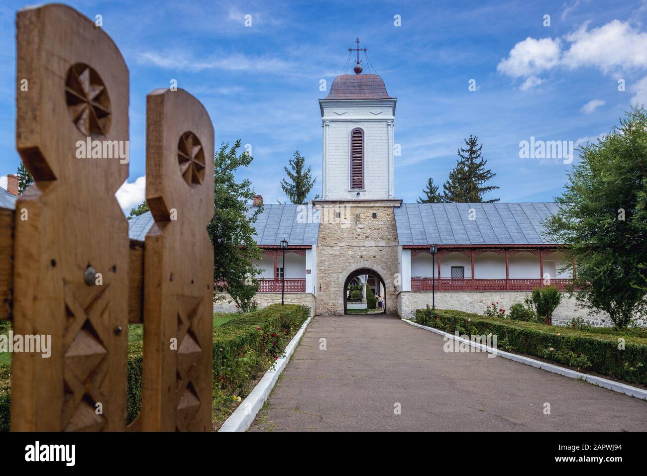 Eintritt in das Kloster Ciolanu der östlichen orthodoxen Mönch, zwischen Tisau und Magura Gemeinden im Kreis Buzau, Rumänien Stockfoto