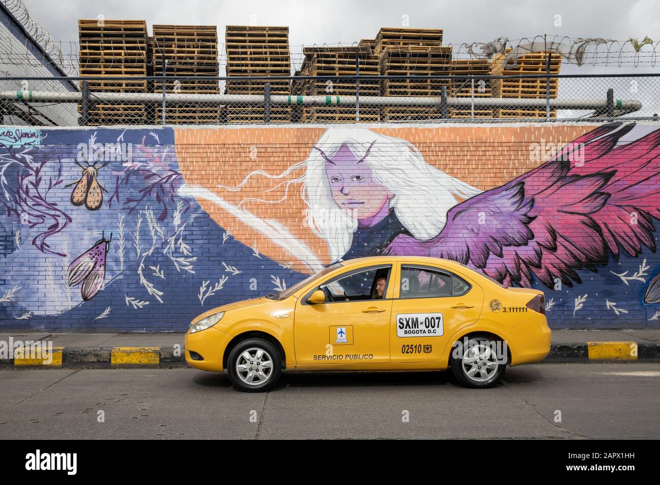 Graffiti/Straßenkunst aus der Industriezone Puente de Aranda, Bogata, Columbia Stockfoto