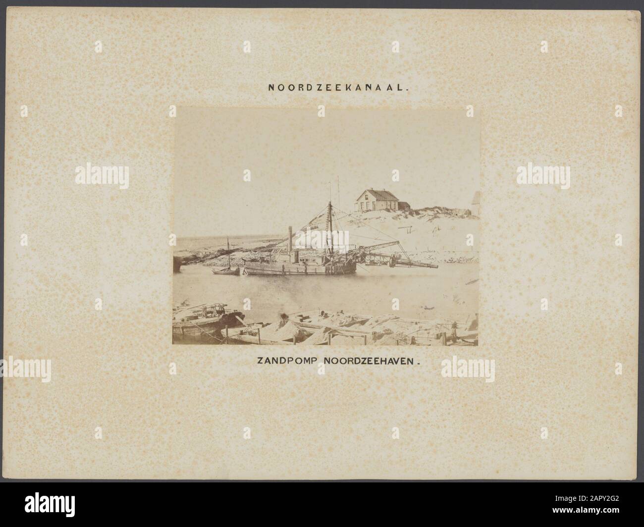 Sandpumpe zur Vertiefung des Nordseehafens; Hafendämme; Häfen; Kanäle; Wasserbau; Sandpumpen; Stockfoto