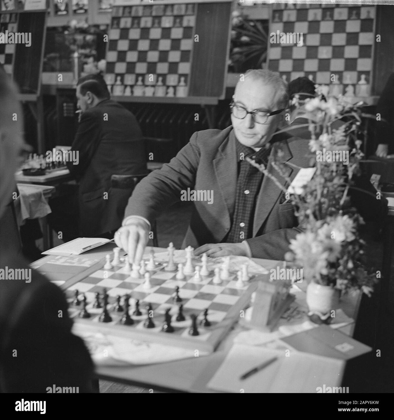 Schachturnierspiel im Hochofen. Pilnik Datum: 8. Januar 1963 Stockfoto