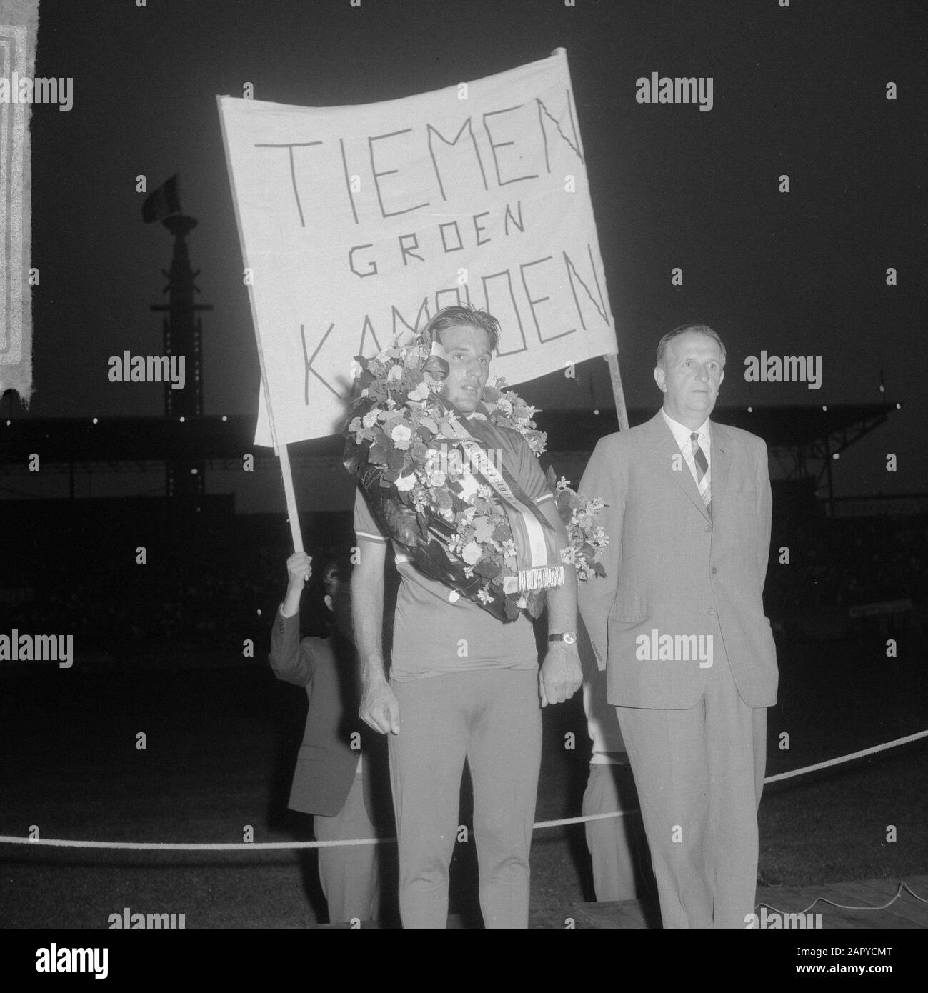 Radsport der nationalen Meisterschaften auf der Strecke im Olympiastadion Amsterdam, grünes Datum: 6. August 1964 Ort: Amsterdam, Noord-Holland Schlagwörter: CHAMPIES, CYCLINES, Bahnweltmeisterschaften persönlicher Name: Grüne Institution Name: Olympiastadion Stockfoto