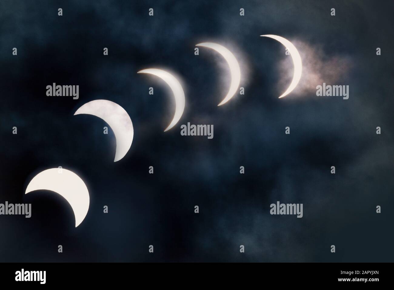 Teil-Sonnenfinsternissequenz, 11. August 1999, Bedfordshire, Großbritannien Stockfoto