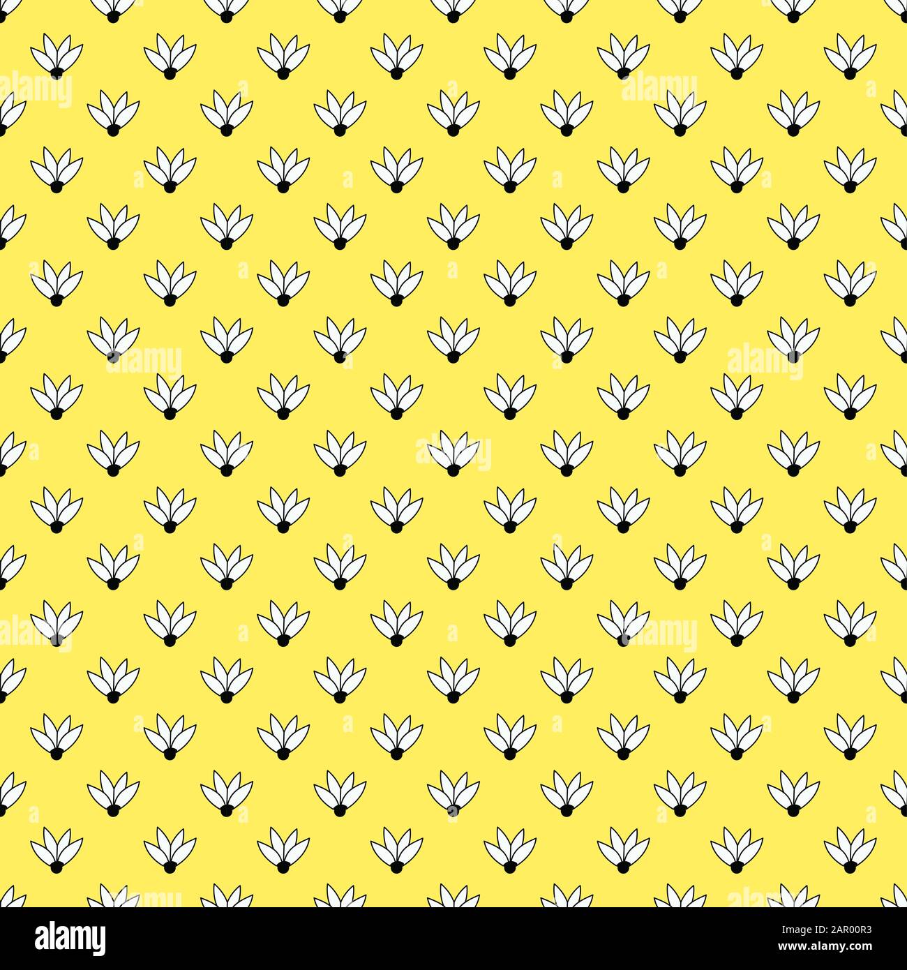 Nahtlose Blumenmuster im Hintergrund mit weißen Blumen. Einfaches, handgezeichnetes, nahtloses Muster für Kleidung, Druck, Textur, Fliesen usw. Stockfoto
