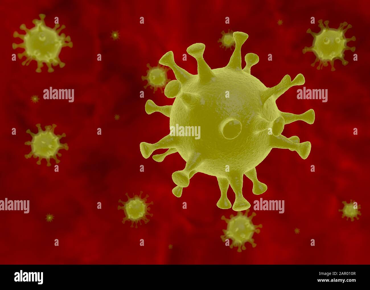 Virus im Körper innerhalb einer Person. 3D-Abbildung Stockfoto