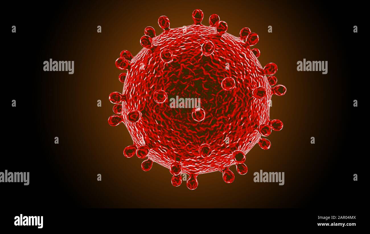 Bakterien Coronavirus Viruszelle 2019-nCoV Makro. China. 3D-Renderhintergrund Stockfoto