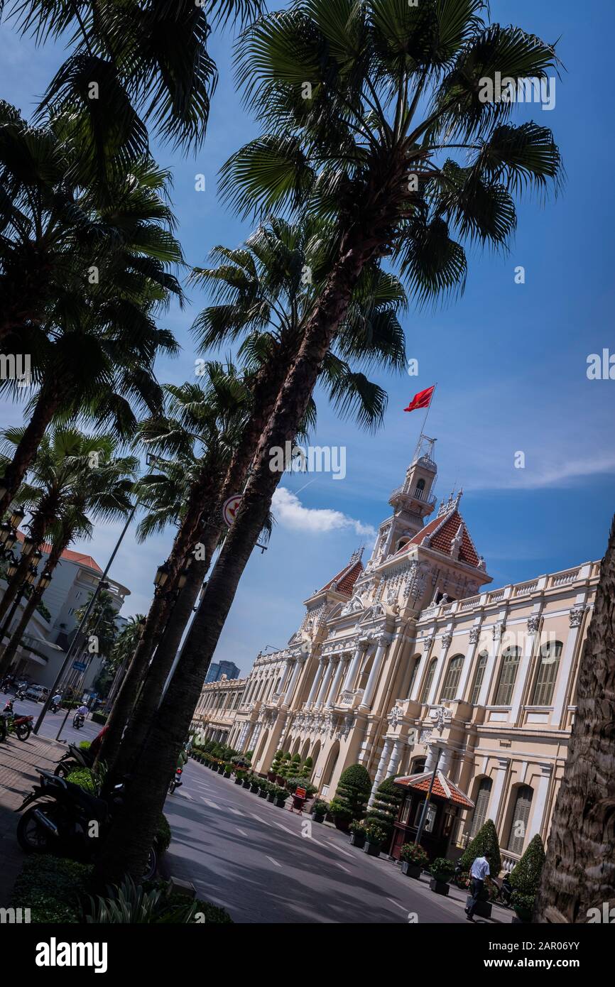 Ho-Chi-Minh-Rathaus, französisches Gebäude im Kolonialstil, Sitz der Hauptverwaltung des Volksausschusses, Ho-Chi-Minh-Stadt, Vietnam Stockfoto