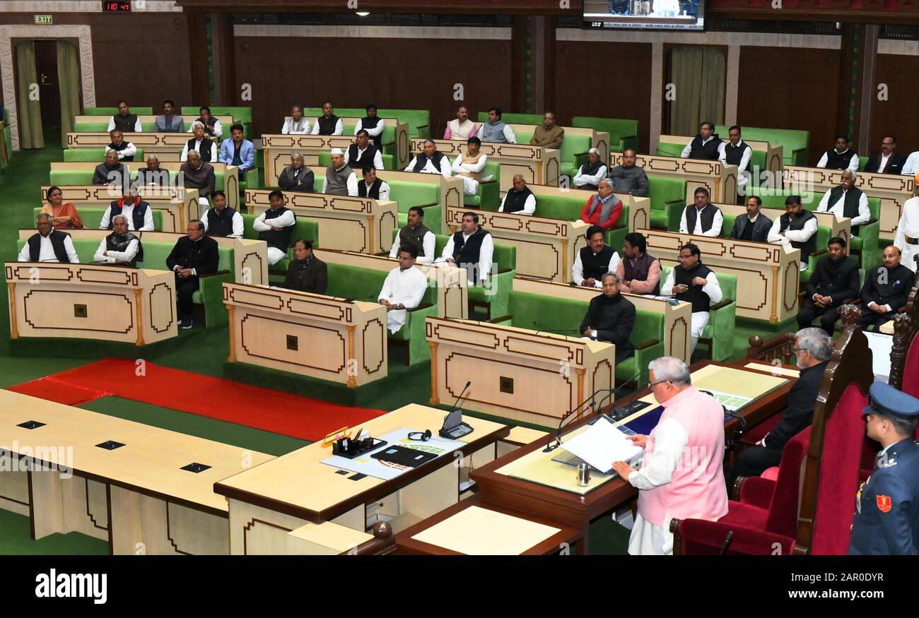 Jaipur, Indien. Januar 2020. Rajasthan Gouverneur Kalraj Mishra spricht während der laufenden Sitzung der Rajasthan Versammlung in Jaipur. (Foto von Sumit Saraswat/Pacific Press) Credit: Pacific Press Agency/Alamy Live News Stockfoto