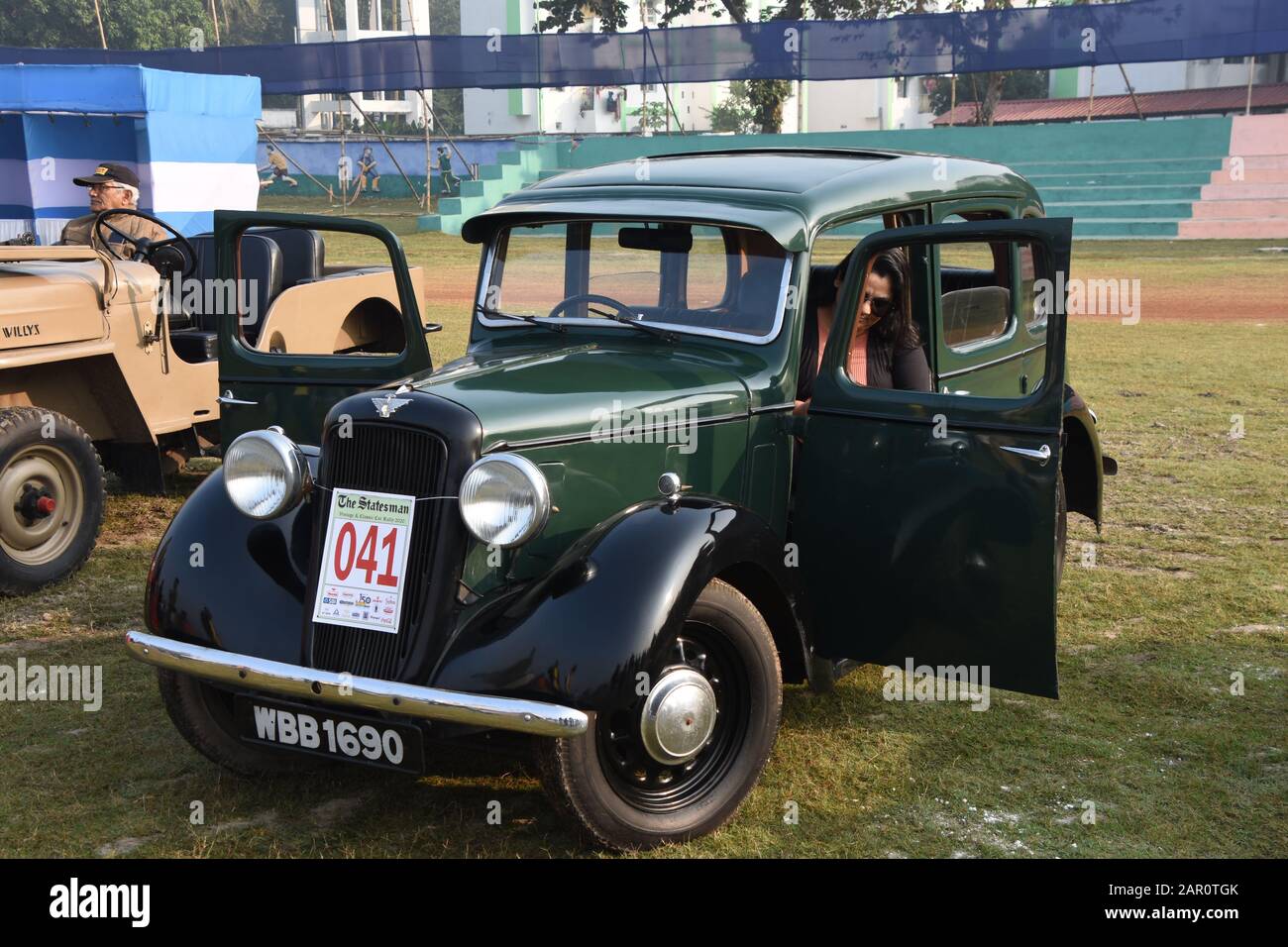 1937 Austin Ten Auto mit 10 ps 4-Zylinder-Motor. Indien WBB 1690. Stockfoto