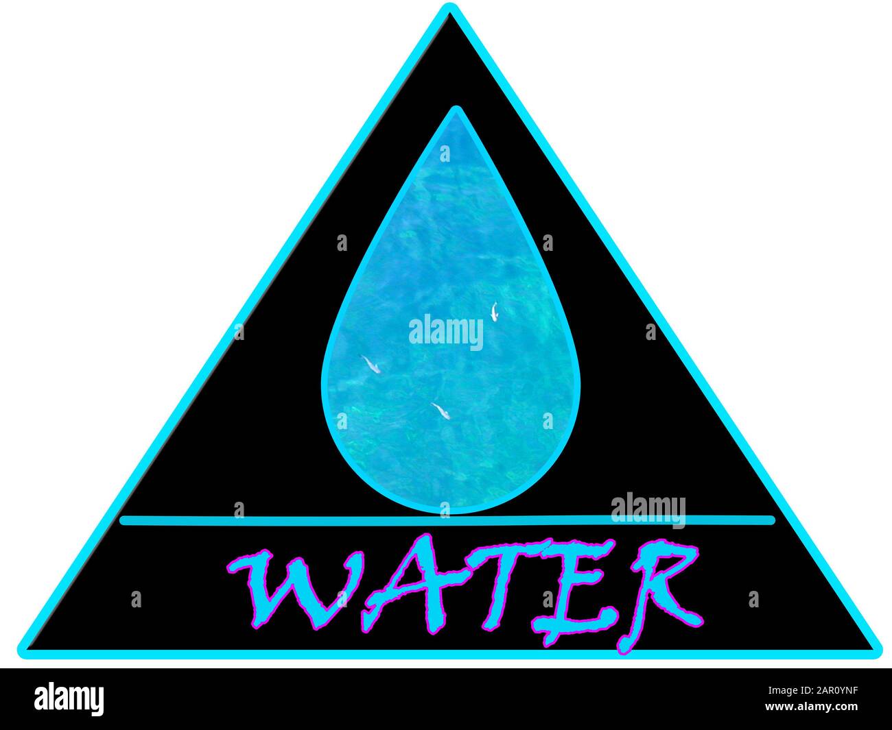 Magisches heidnisches Elementarsymbol für das Element Wasser Stockfoto