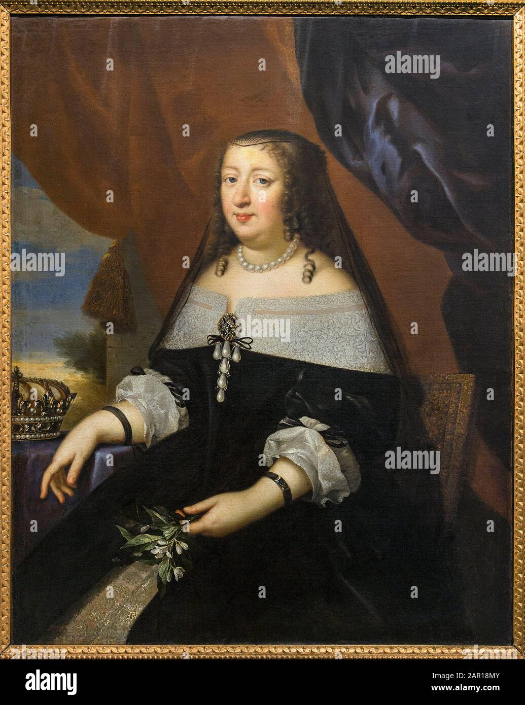 Porträt der Anne von Österreich (Autriche), DIE JEAN Nocret (1615-1672) zugeschrieben wird - Musee Saint-Loup, Troyes . Stockfoto