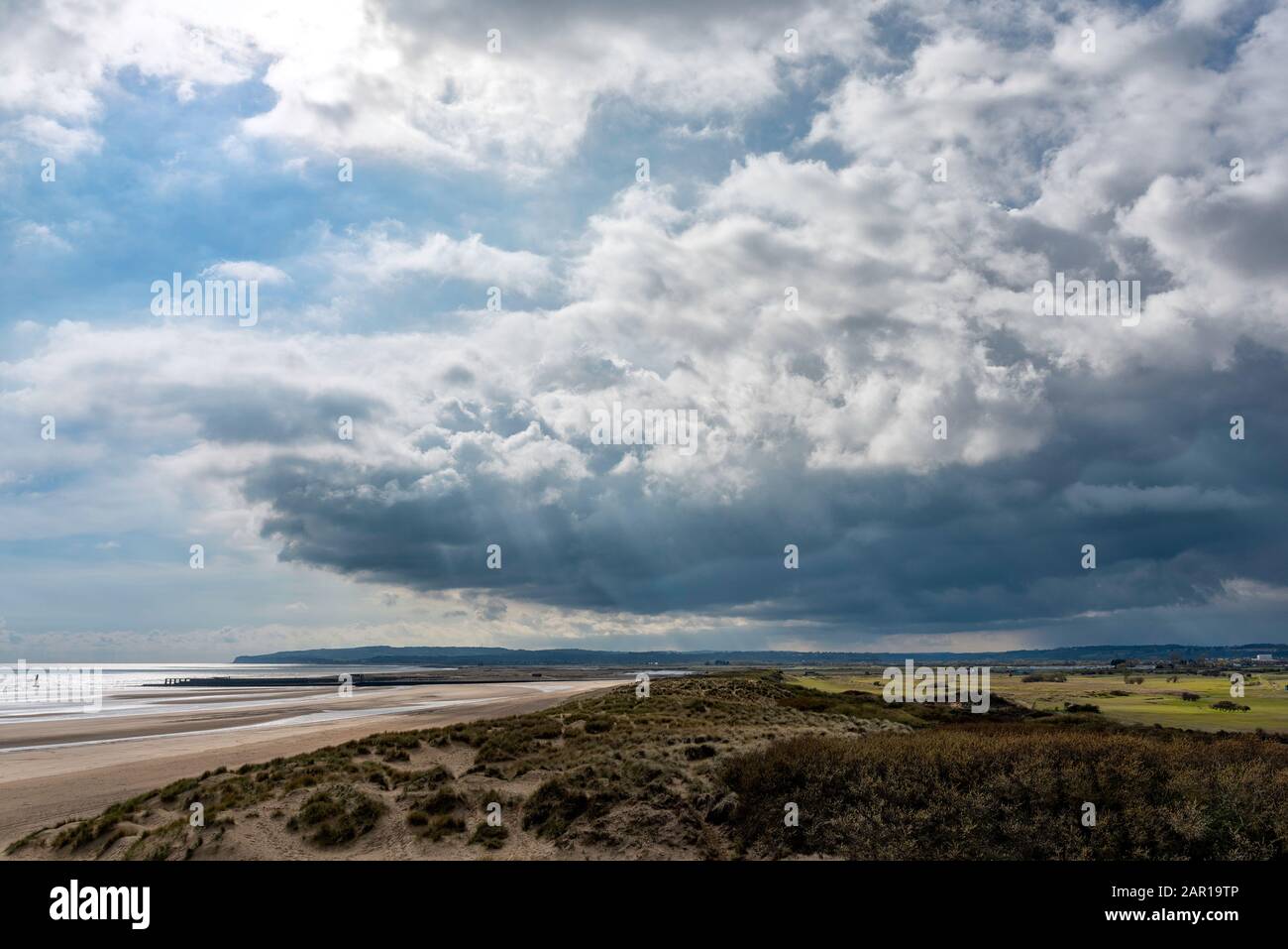 Blick Auf Die Landschaft von Camber Sands Nach Westen In Richtung Winchelsea und Rye Harbour Stockfoto