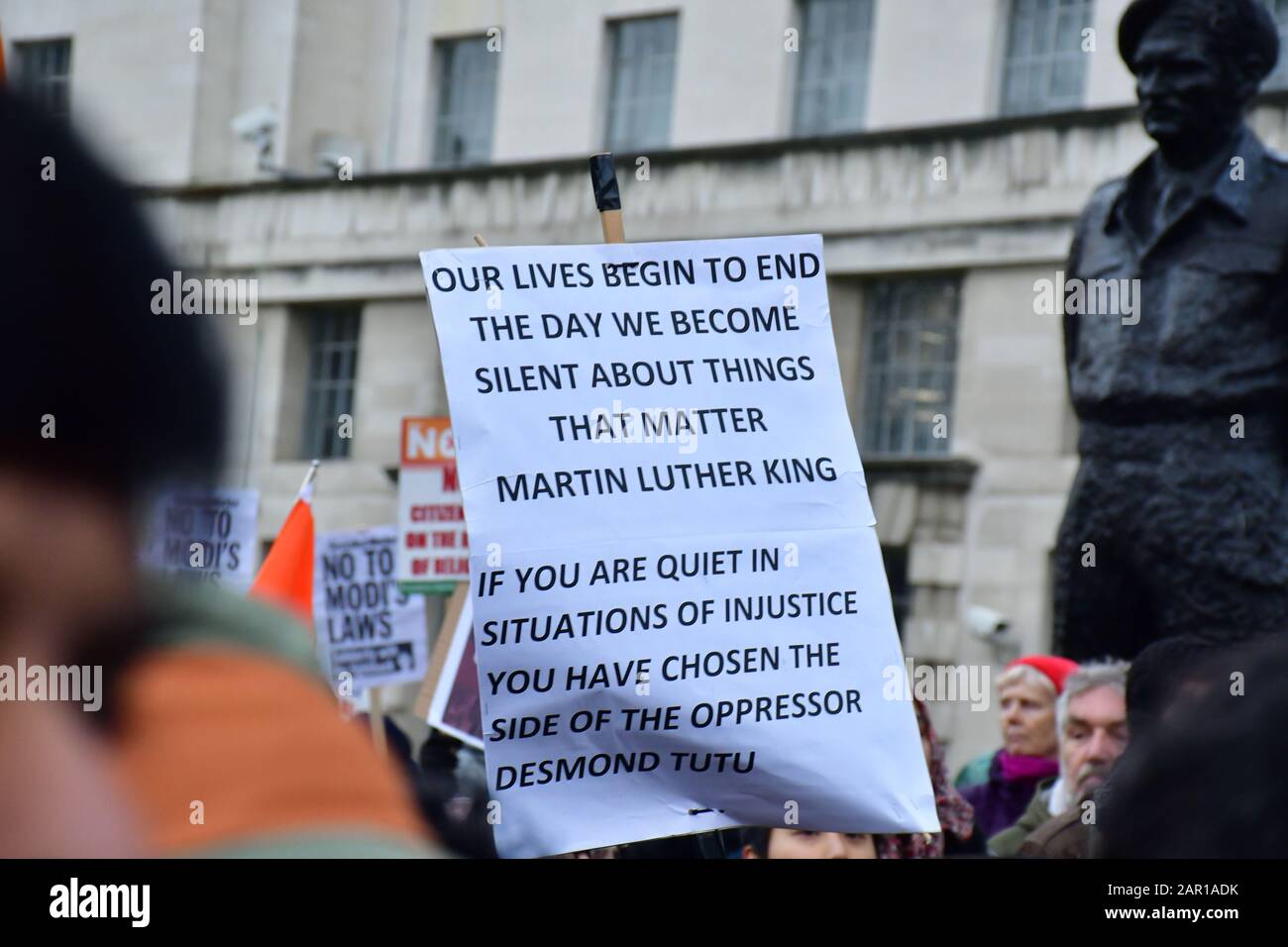 London, Großbritannien. januar 2020. Hunderte Demonstranten Gegen den Faschismus in Indiato Lehnen CAA-NRC-NRP! Ab, am 25. Jamnuary 2020, London, Großbritannien Stockfoto