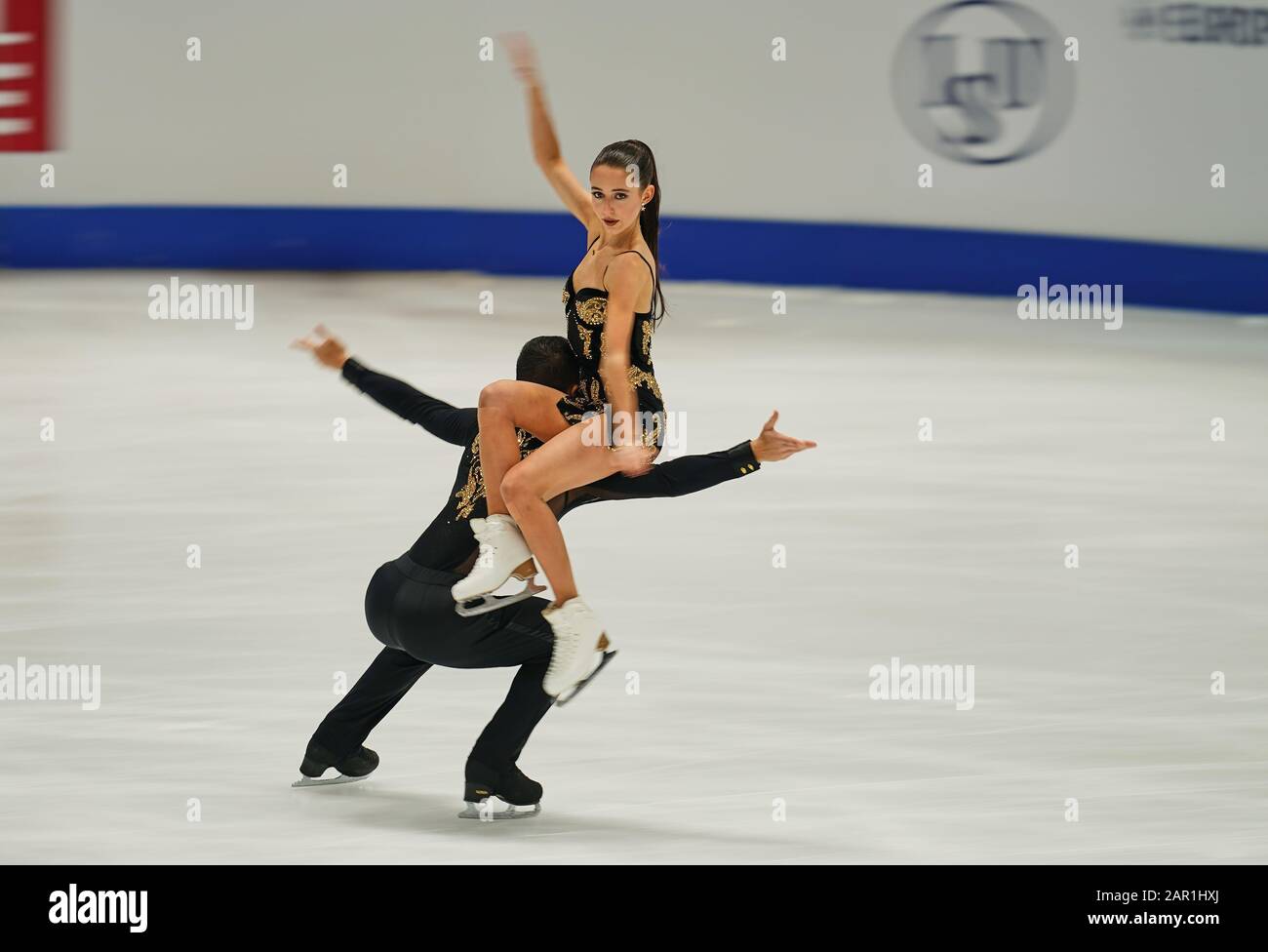 Steiermarkhalle, Graz, Österreich. Januar 2020. 25. Januar 2020: Lilah Fear und Lewis Gibson aus Großbritannien im Einsatz während des "Ice Dance Free Dance" bei den ISU European Figure Skating Championats in Kim Price/CSM/Alamy Live News Credit: CAL Sport Media/Alamy Live News Credit: CAL Sport Media/Alamy Live News Stockfoto