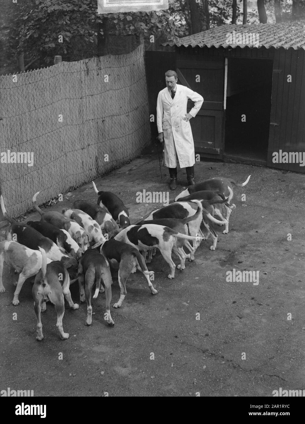 Königlicher Jagdverband Menke (Prinz Bernhard Jäger Meister) Alt Leusden Datum: 27. September 1949 Ort: Leusden Schlagwörter: Jagdhunde, Jagdmeister Personenname: Bernhard, Fürst Stockfoto