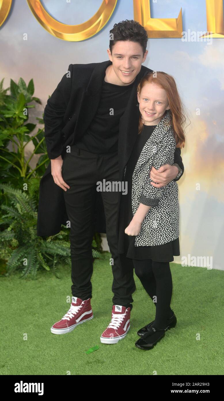 Foto Muss Gutgeschrieben werden ©Alpha Press 078237 25/01/2020 Harry Collett und Sister Brooke Collett Dolittle Screening Im Cineworld Leicester Square London Stockfoto