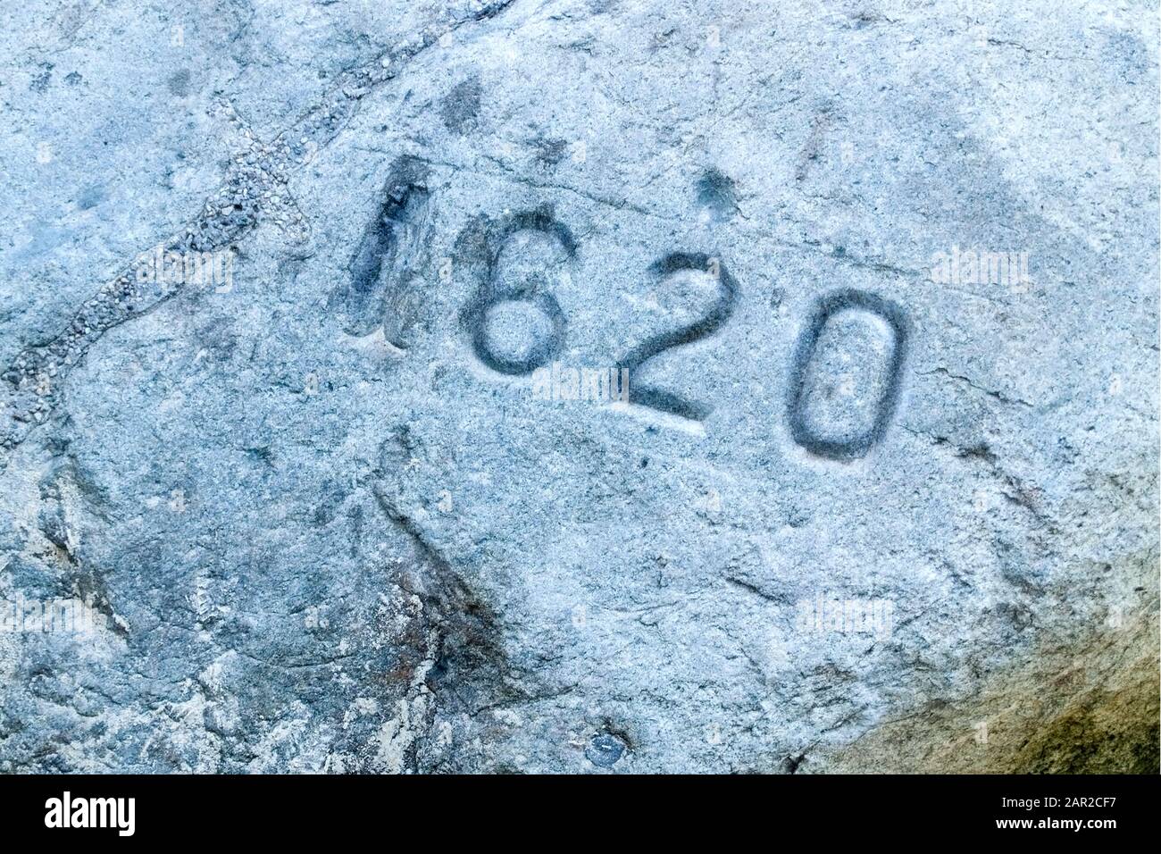 Plymouth Rock, wo die Mayflower 1620 landeten Stockfoto
