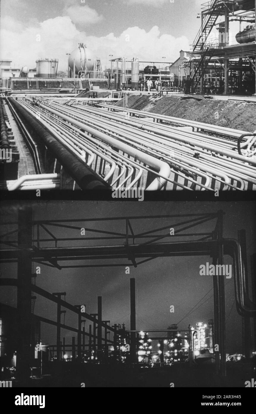 Filmstreifen Niederländische Antillen Ölraffinerie Anmerkung: Für den Fimstrip verwendete Van de Poll Fotografien, die er in den Jahren 1947/48 auf den niederländischen Antillen machte Datum: Undatierter Ort: Niederländische Antillen Stockfoto