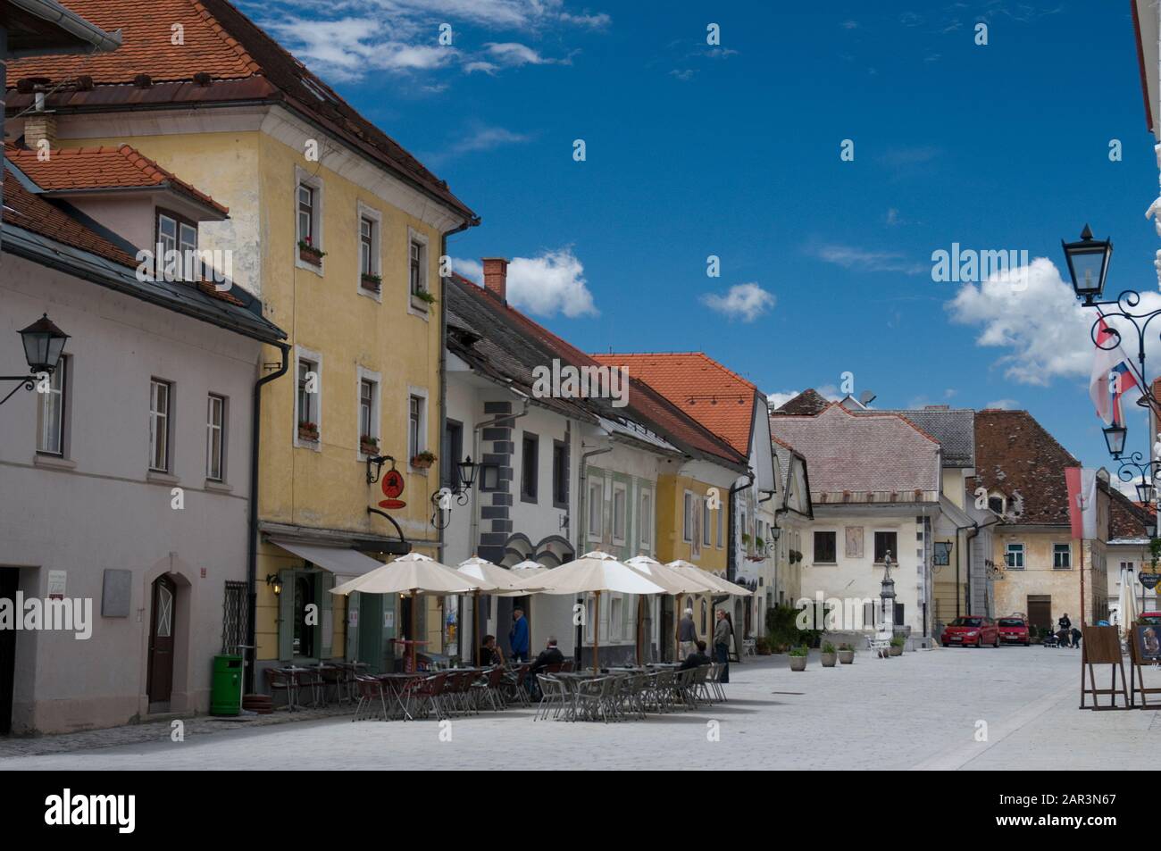 Hauptplatz von Radovljica, Bled, Slowenien Stockfoto