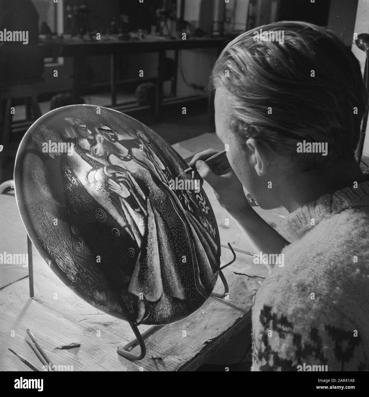 Glasblazen Leerdam Datum: 3. Januar 1947 Ort: Leerdam Stichwörter: GLASBLAW Stockfoto