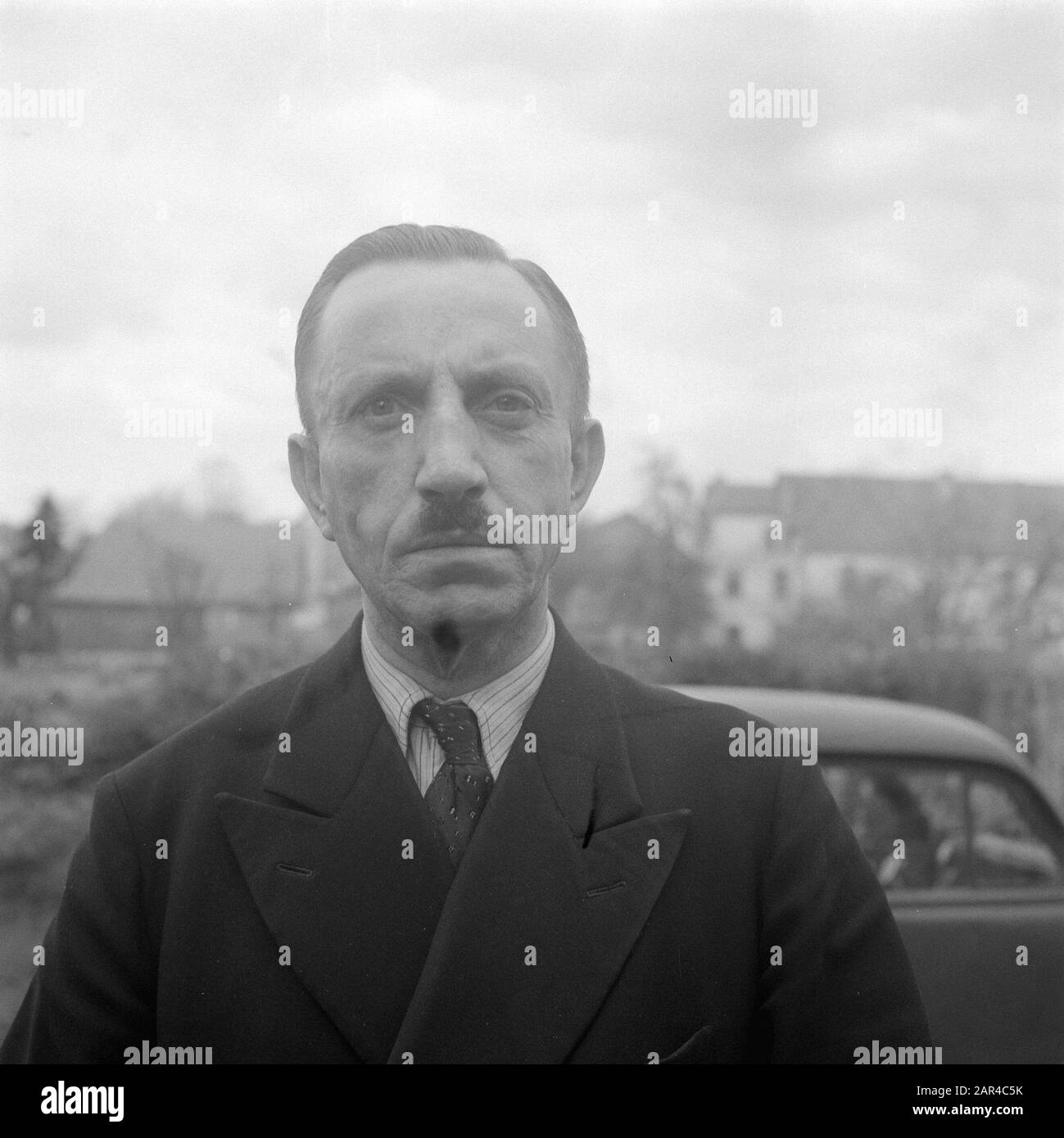 Serie Grenzkorrektur Deutschland. Kopf mit Hitler Schnurrbart Datum: 19. April 1948 Ort: Deutschland Stockfoto