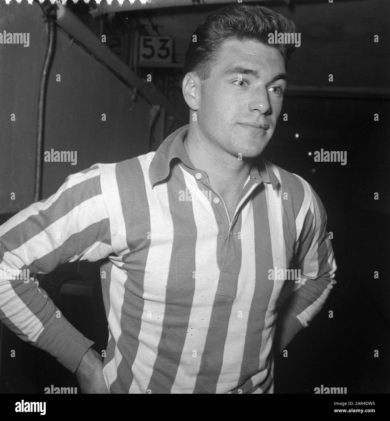 Fußballkopfsätze. Brull (Rapid JC) Datum: 16. Oktober 1957 Schlagwörter: Sport, Fußballer-Institution Name: Rapid JC Stockfoto