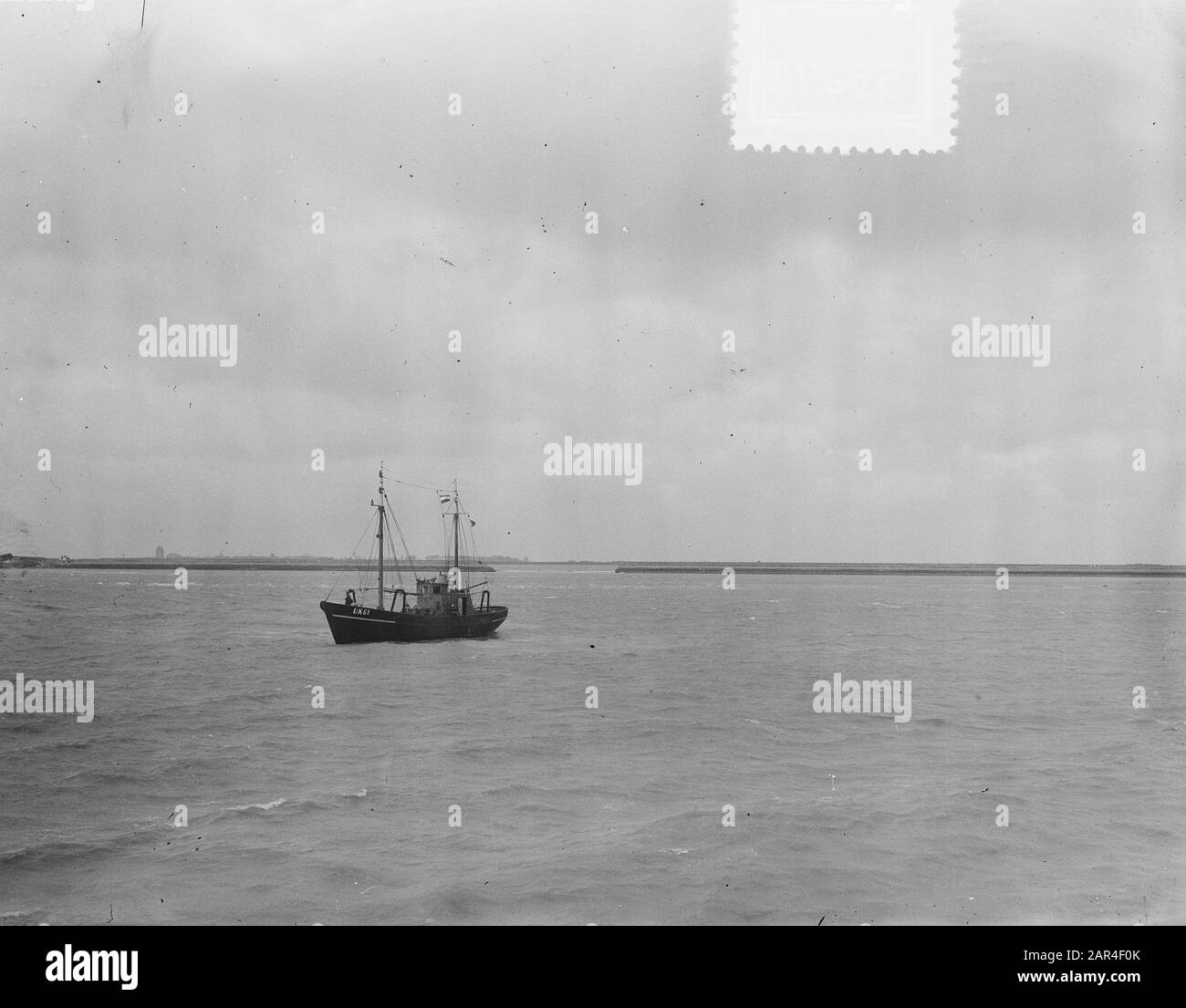 Watersnood 1953 Schiff als Wachmann für den Durchbruch Datum: 5. Februar 1953 Schlüsselwörter: Schiffe, Flut Stockfoto