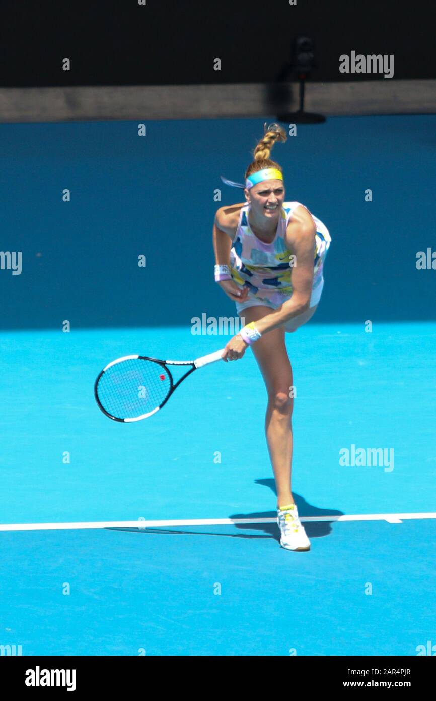 Melbourne Park, Victoria, Australien. Januar 2020. Am siebten Tag besiegte Petra Kitova (Tschechien) in Runde vier im Dameneinzel gegen Maria Sakkari aus (Griechenland) Petra Kitova Maria Sakkari. -Image Credit: Brett keating/Alamy Live News Stockfoto