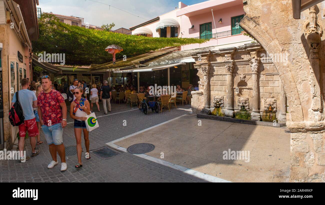 Rimondi Brunnen - Rethymno Stockfoto