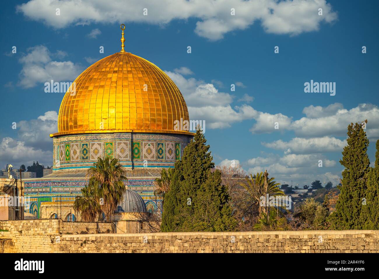 Kuppel des Felsens auf dem Tempelberg in der Altstadt von Jerusalem, Israel Stockfoto