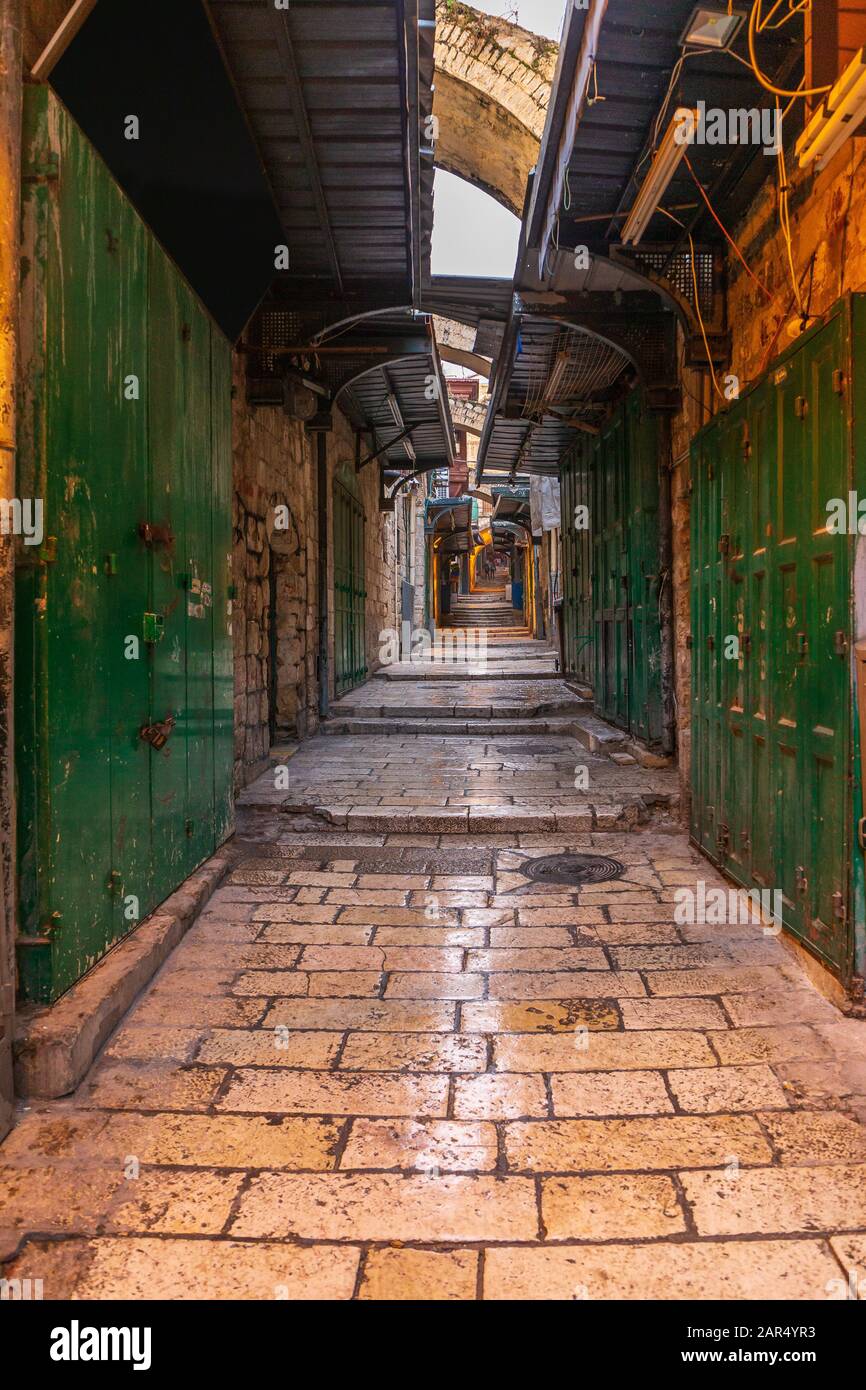 Gasse im arabischen Viertel in der Altstadt von Jerusalem, Israel Stockfoto