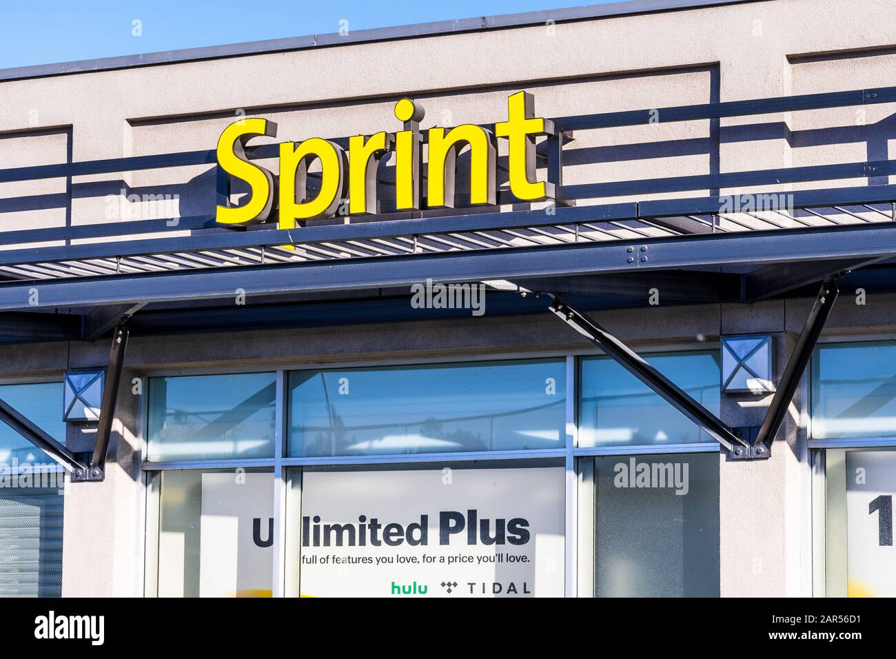 Nov. 2019 Cupertino/CA/USA - Sprint Store fadenfassade; Sprint Corporation ist ein amerikanisches Telekommunikationsunternehmen, das drahtlose Dienste anbietet Stockfoto