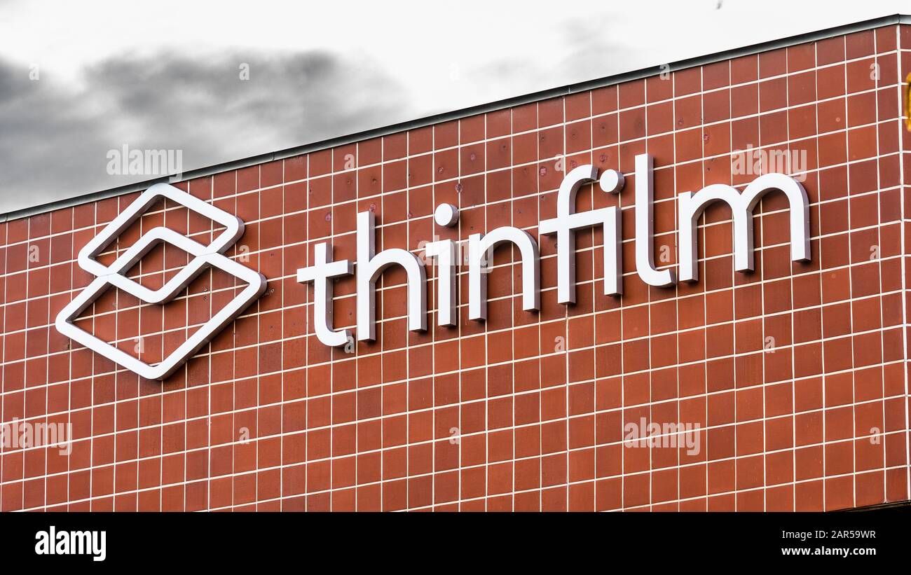 Januar 2020 San Jose/CA/USA - Thinfilm Offices in Silicon Valley; Thin Film Electronics ASA ist ein norwegisches Unternehmen für Druckelektronik, Headquart Stockfoto